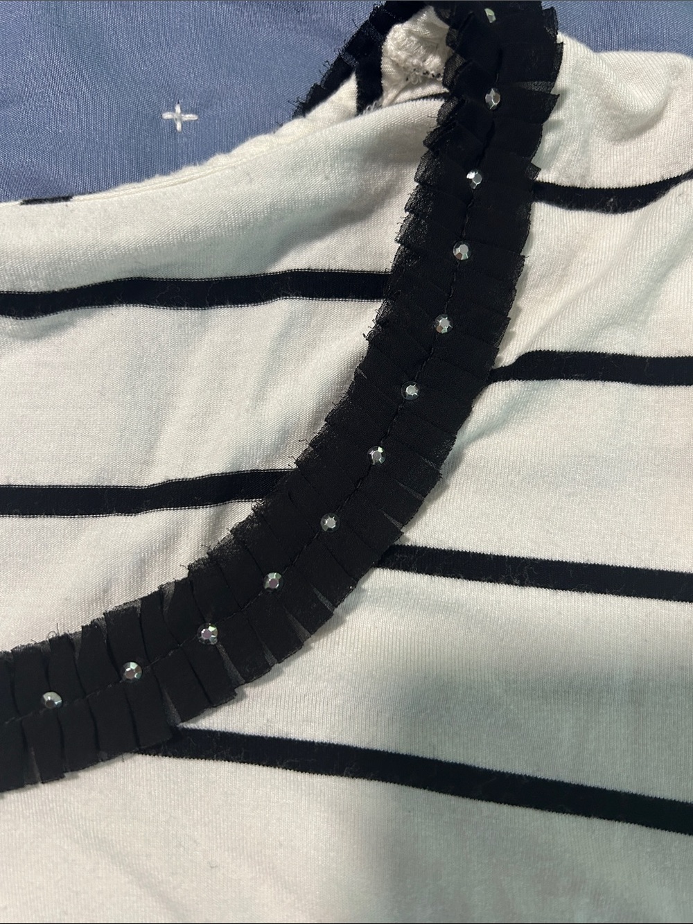 White House Black Market. Black floral cardigan and B/W Stripe Tshirt. Set of 2 - Picture 10 of 13